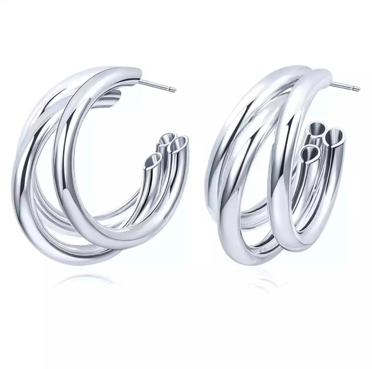 TRIO Silver Hoops